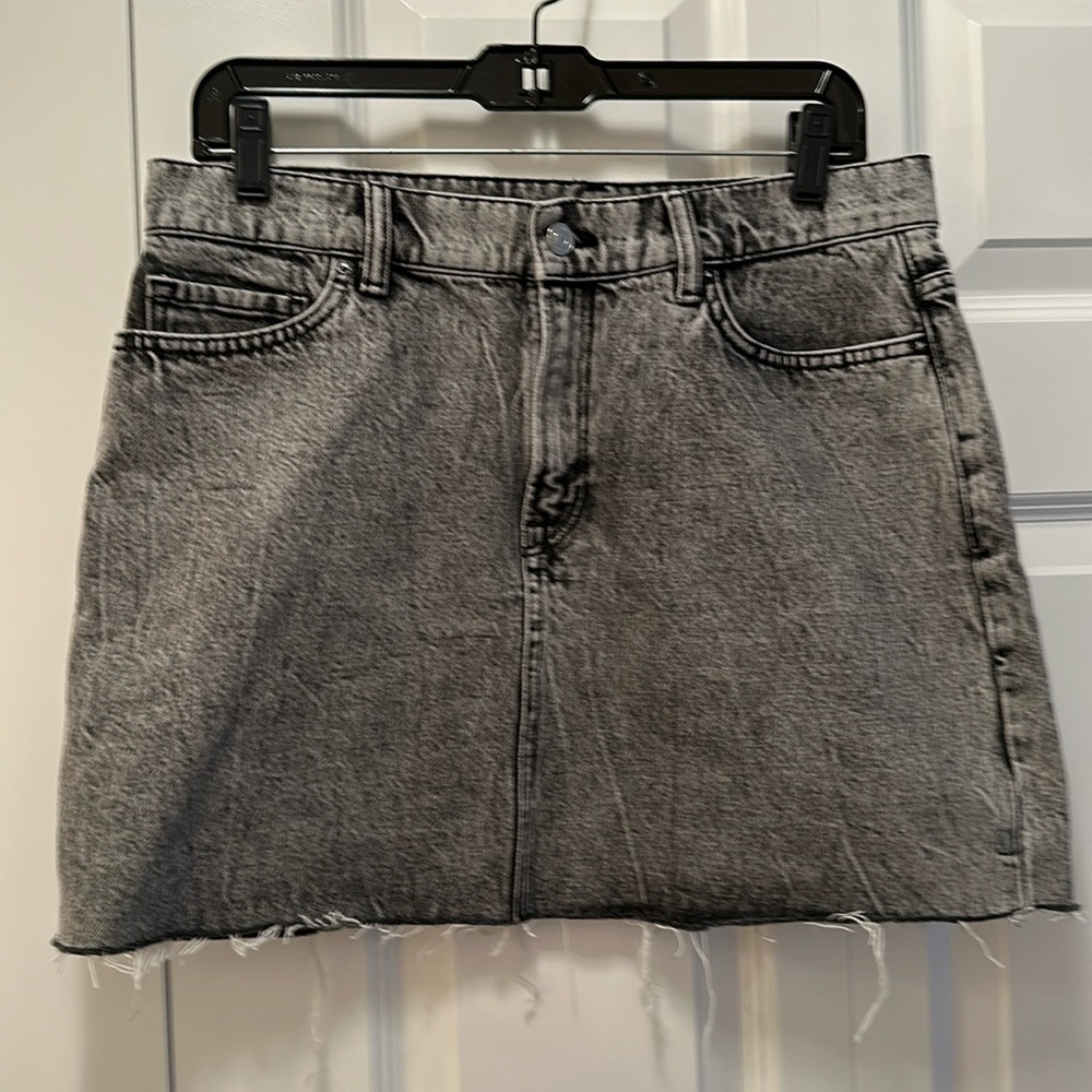 Mini black denim skirt